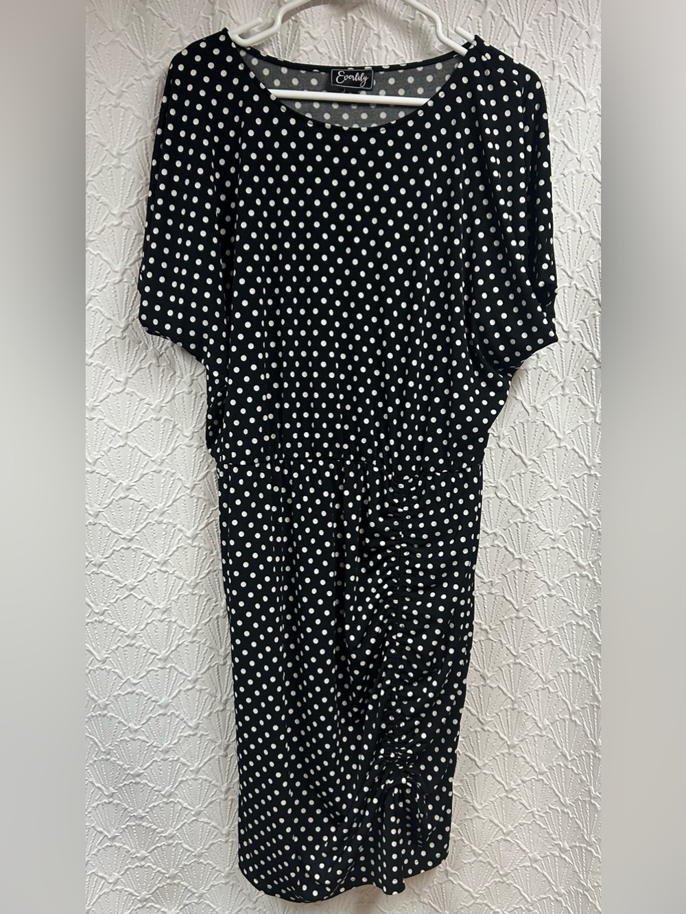 Everliliy Black and White Polka Dot Midi Dress